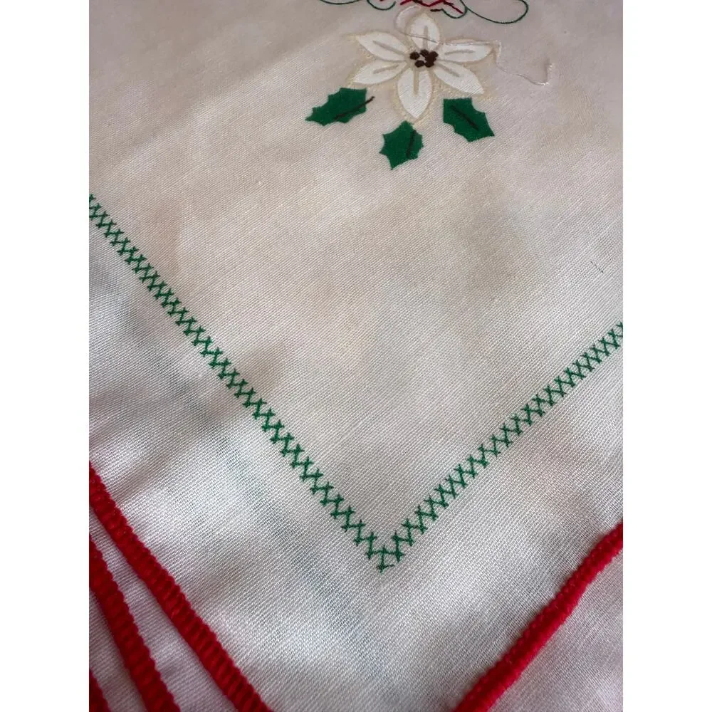 Vintage Poinsettia Painted Holiday Napkins